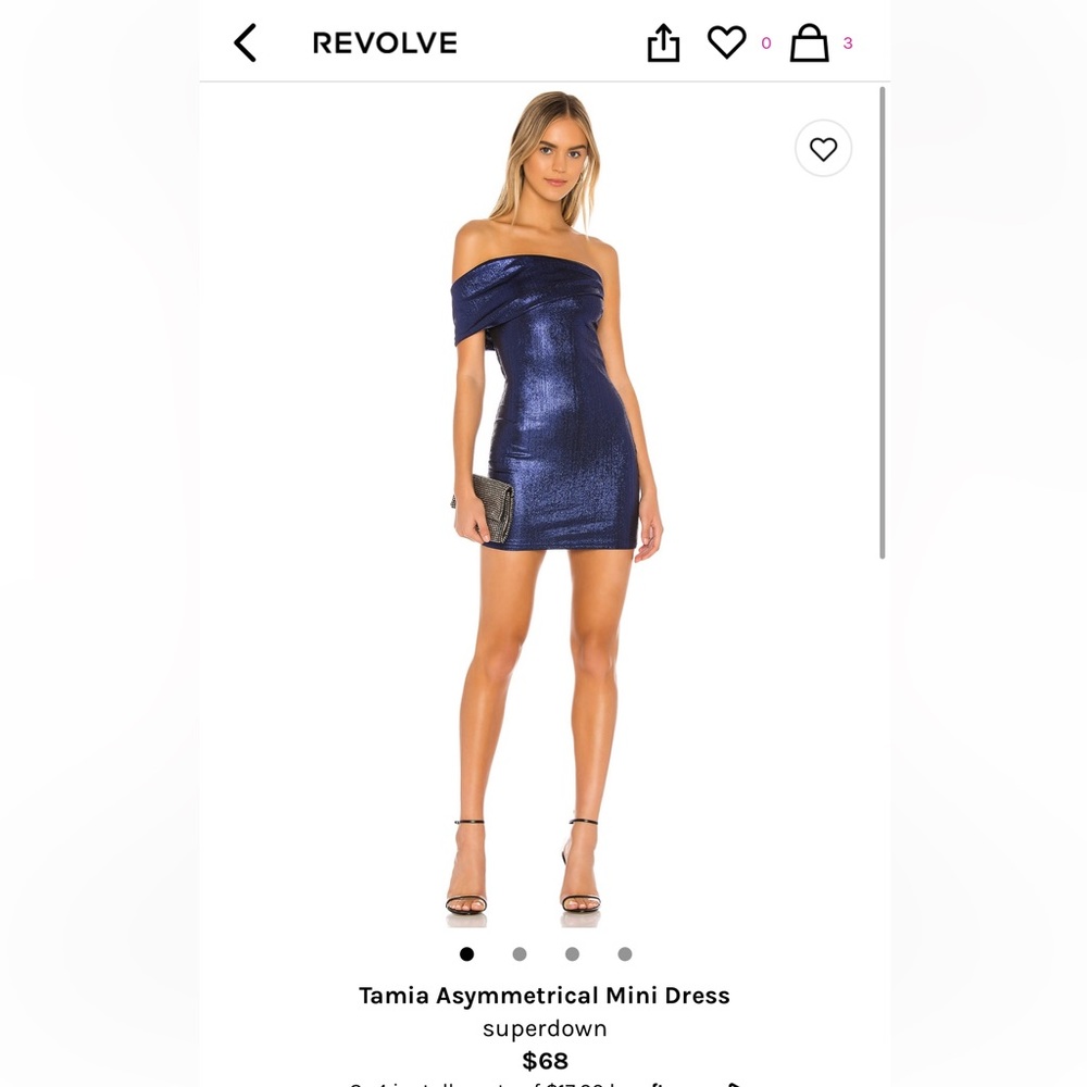 Revole superdown on shoulder royal blue metallic mini dress